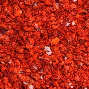 Close view of coarse red pepper flakes