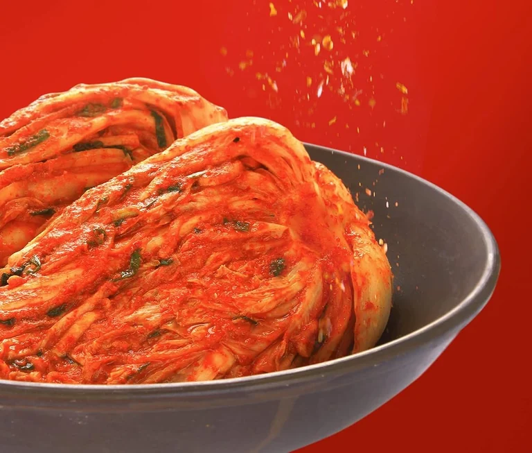 Kimchi serving suggestion from Taekyung product photography